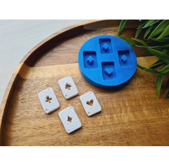 Silicone mold, Playing cards, 4 elements, ~ 1.3*2 cm, H:0.4 cm