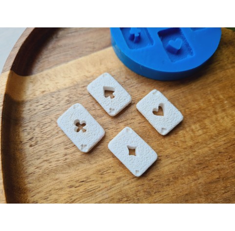 Silicone mold, Playing cards, 4 elements, ~ 1.3*2 cm, H:0.4 cm