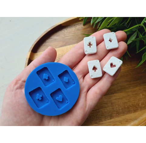 Silicone mold, Playing cards, 4 elements, ~ 1.3*2 cm, H:0.4 cm