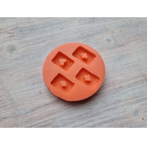 Silicone mold, Playing cards, 4 elements, ~ 1.3*2 cm, H:0.4 cm