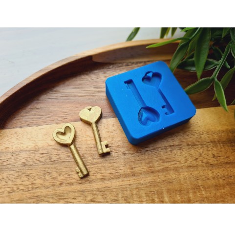 Silicone mold, Key, style 1, 2 elements, ~ 1.2-2.9 cm, H:0.3 cm