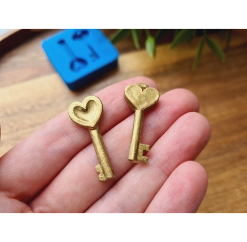 Silicone mold, Key, style 1, 2 elements, ~ 1.2-2.9 cm, H:0.3 cm
