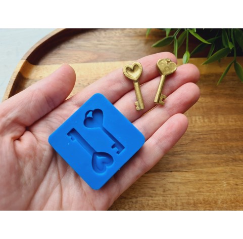 Silicone mold, Key, style 1, 2 elements, ~ 1.2-2.9 cm, H:0.3 cm