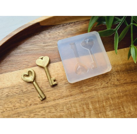 Silicone mold, Key, style 1, 2 elements, ~ 1.2-2.9 cm, H:0.3 cm