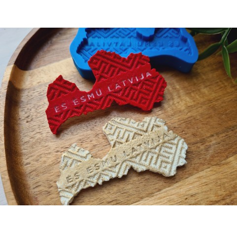 Silicone mold, Map of Latvia, "I am Latvia", ~ 4.2*7.1 cm, H:0.4 cm