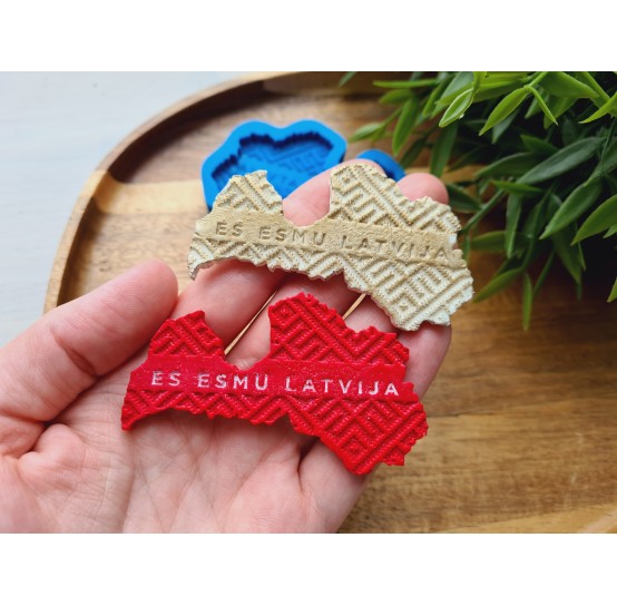 Silicone mold, Map of Latvia, "I am Latvia", ~ 4.2*7.1 cm, H:0.4 cm