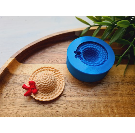Silicone mold, Straw hat, style 2, ~ Ø 3.3 cm, H:1.4 cm
