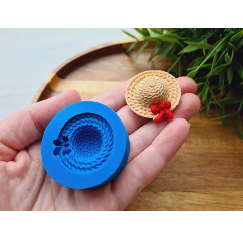 Silicone mold, Straw hat, style 2, ~ Ø 3.3 cm, H:1.4 cm