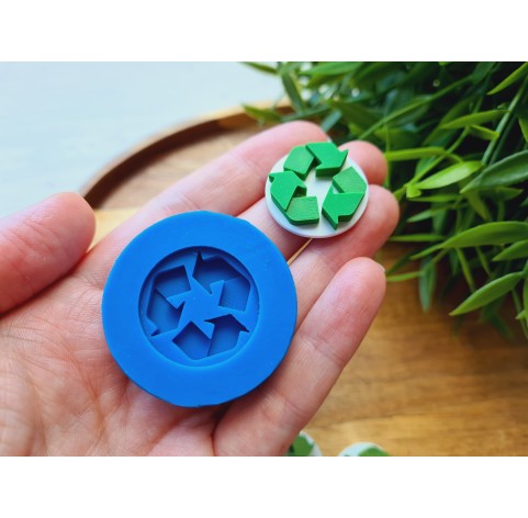 Silicone mold, Recycle symbol, ~ Ø 2.4 cm, H:0.6 cm