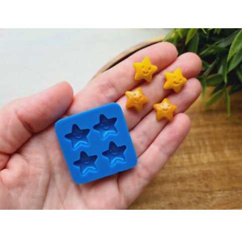 Silicone mold, Star, style 3, 4 elements, ~ 1.2 cm, H:0.4 cm