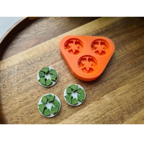 Silicone mold, Recycle symbol, 3 elements, ~ Ø 2.4 cm, H:0.6 cm