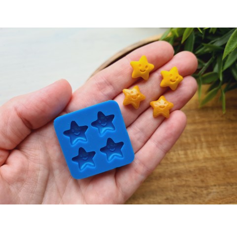 Silicone mold, Star, style 3, 4 elements, ~ 1.2 cm, H:0.4 cm