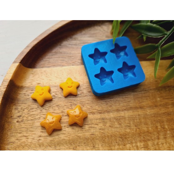 Silicone mold, Star, style 3, 4 elements, ~ 1.2 cm, H:0.4 cm