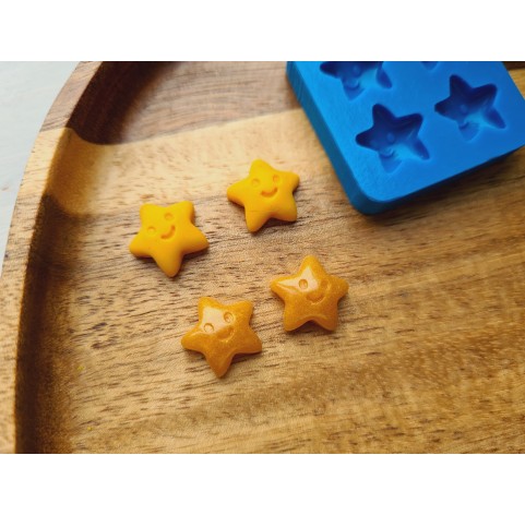 Silicone mold, Star, style 3, 4 elements, ~ 1.2 cm, H:0.4 cm