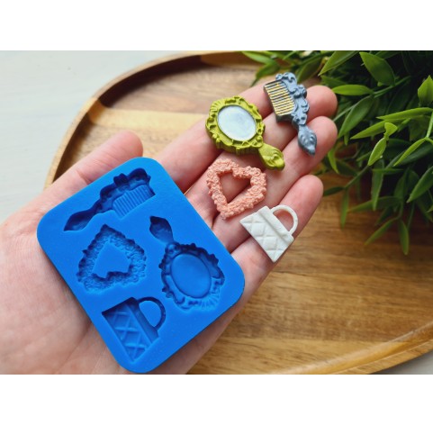 Silicone mold, Beauty set, style 2, 4 elements, ~ 1.8-4 cm, H:0.2-0.5 cm