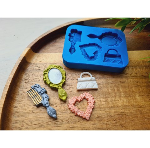 Silicone mold, Beauty set, style 2, 4 elements, ~ 1.8-4 cm, H:0.2-0.5 cm