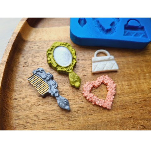 Silicone mold, Beauty set, style 2, 4 elements, ~ 1.8-4 cm, H:0.2-0.5 cm