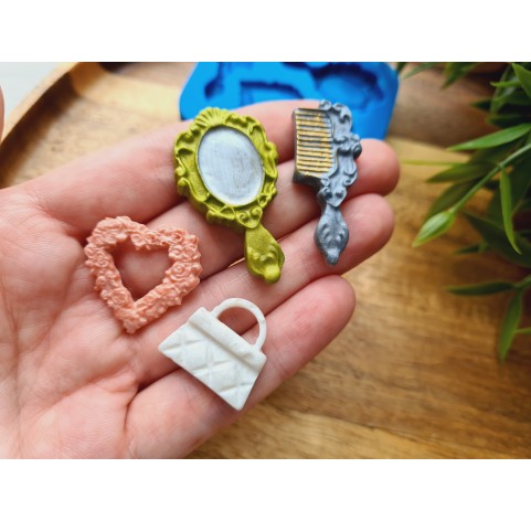 Silicone mold, Beauty set, style 2, 4 elements, ~ 1.8-4 cm, H:0.2-0.5 cm