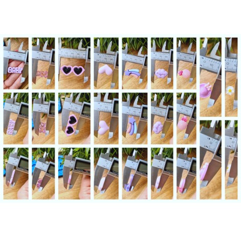 Silicone mold, Set of different things, style 3, 9 elements, ~ 0.9-4 cm, H:0.3-0.7 cm