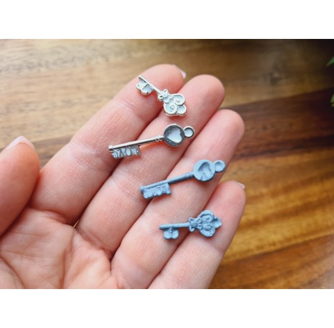 Silicone mold, Key, 2 elements, ~ 0.7-2.9 cm, H:0.2 cm