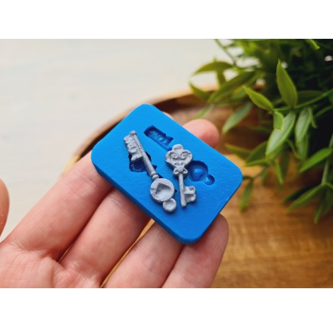 Silicone mold, Key, 2 elements, ~ 0.7-2.9 cm, H:0.2 cm