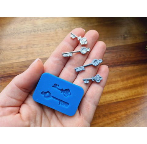 Silicone mold, Key, 2 elements, ~ 0.7-2.9 cm, H:0.2 cm