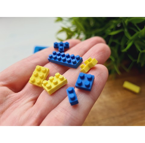 Silicone mold, Construction blocks, 9 elements, ~ 0.7-2.3 cm, H:0.4-0.5 cm