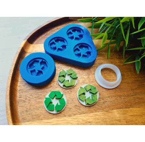 Silicone mold, Recycle symbol, 3 elements, ~ Ø 2.4 cm, H:0.6 cm