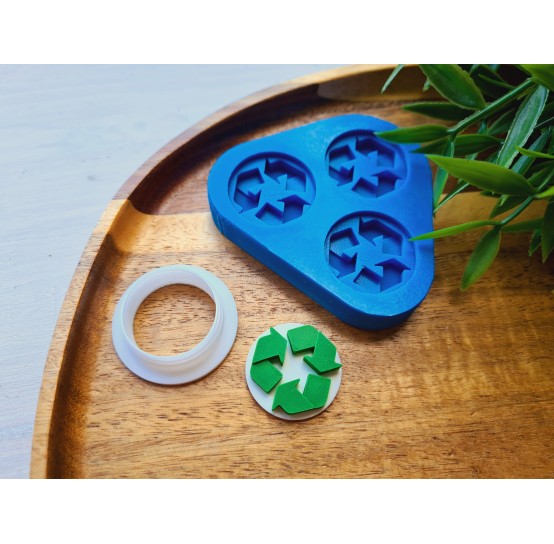 Silicone mold, Recycle symbol, 3 elements, ~ Ø 2.4 cm, H:0.6 cm