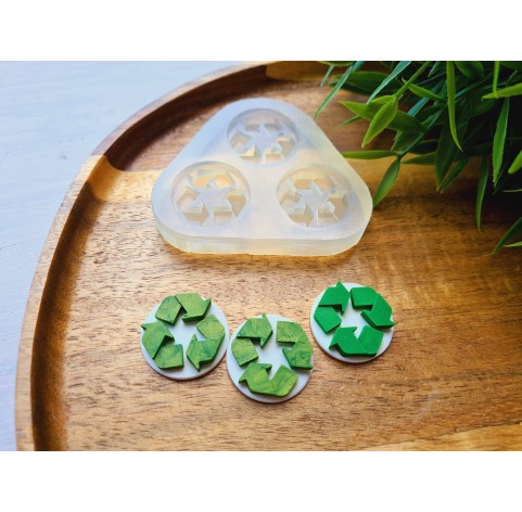 Silicone mold, Recycle symbol, 3 elements, ~ Ø 2.4 cm, H:0.6 cm