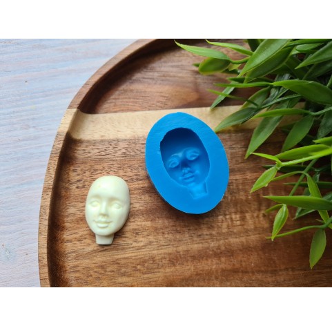 Silicone mold, Doll face, style 1, with neck, ~ 1.9*3 cm, H:1.2 cm