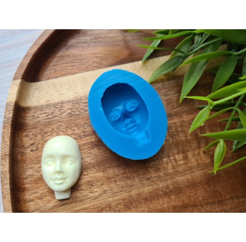 Silicone mold, Doll face, style 1, with neck, ~ 1.9*3 cm, H:1.2 cm