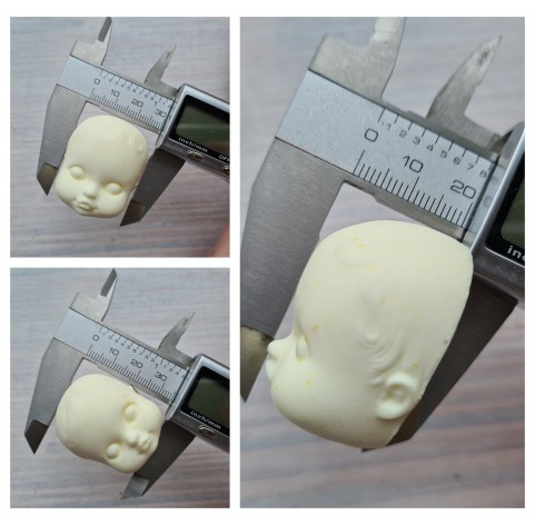 Silicone mold, Doll face, style 7, Nr. 1, ~ 3.1*3.6 cm, H:2.1 cm