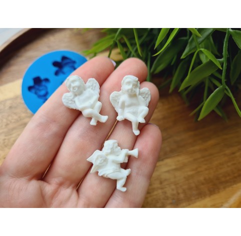 Silicone mold, Angel, style 4, 3 elements, ~ 2.3-2.7*1.8-2.3 cm, H:0.5-0.8 cm