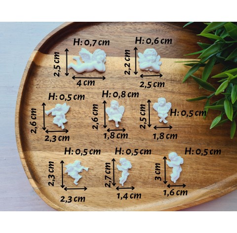 Silicone mold, Angel, style 5, 8 elements, ~ 2.3-3.8*1.4-2.5 cm, H:0.5-0.8 cm