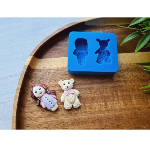 Silicone mold, Doll and bear, ~ 2.3*3.3 cm, 2*3 cm, H:0.8-1 cm