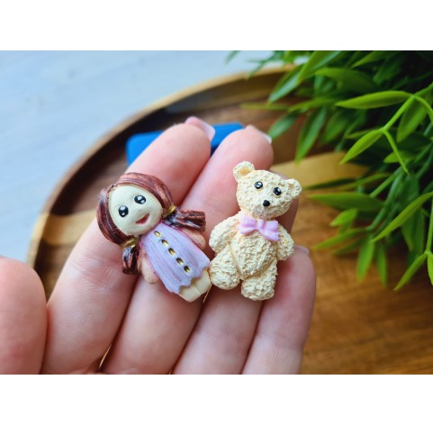 Silicone mold, Doll and bear, ~ 2.3*3.3 cm, 2*3 cm, H:0.8-1 cm