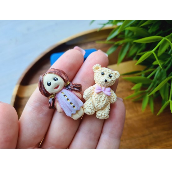 Silicone mold, Doll and bear, ~ 2.3*3.3 cm, 2*3 cm, H:0.8-1 cm