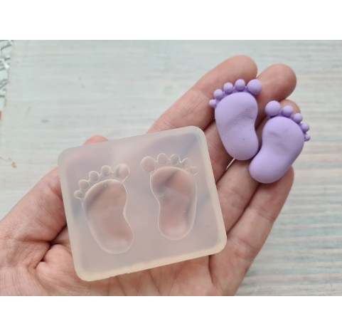 Silicone mold, Feet, 2 elements, ~ 1.9*3 cm, H:0.7 cm