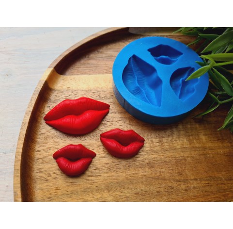 Silicone molds, Lips, style 2, 3 elements, ~ 2.7-4.6*1.9-2.7 cm, H:0.9-1.2 cm