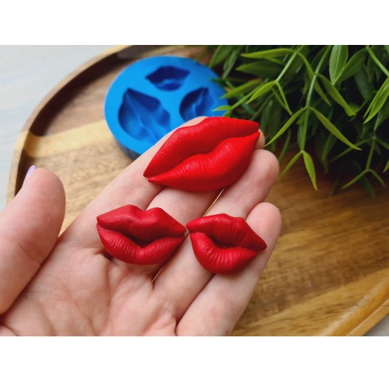 Silicone molds, Lips, style 2, 3 elements, ~ 2.7-4.6*1.9-2.7 cm, H:0.9-1.2 cm