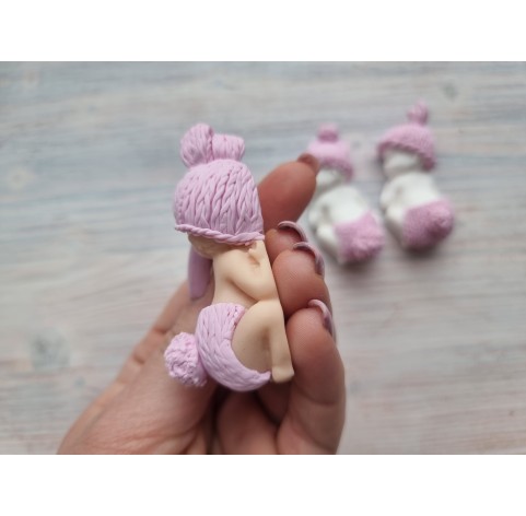 Silicone mold, Baby in clothes, style 1, 2D, ~ 2.9*6.8 cm, H:2.8 cm