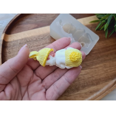 Silicone mold, Baby in clothes, style 1, 2D, ~ 2.9*6.8 cm, H:2.8 cm