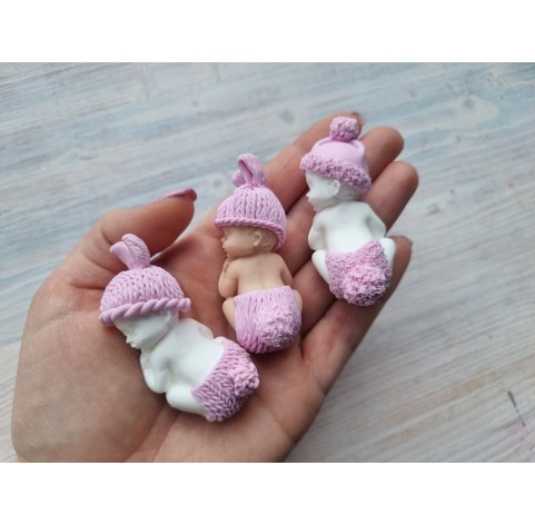 Silicone mold, Baby in clothes, style 1, 2D, ~ 2.9*6.8 cm, H:2.8 cm