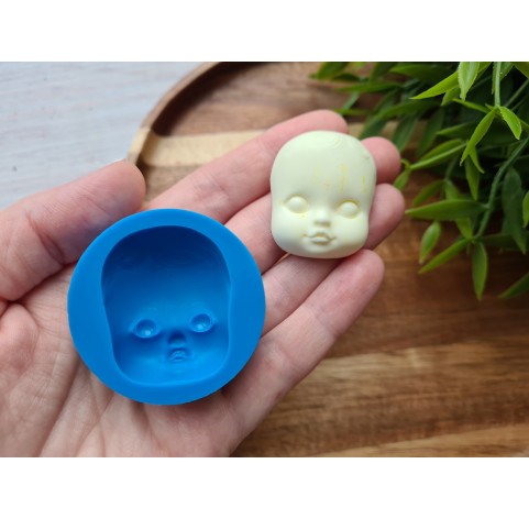 Silicone mold, Doll face, style 7, Nr. 2, ~ 2.8*3.5 cm, H:1.2 cm