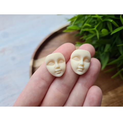 Silicone mold, Doll face, style 2, 2 elements, ~ 1.6*1.8 cm, H:0.9 cm