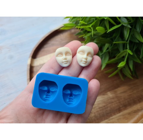 Silicone mold, Doll face, style 2, 2 elements, ~ 1.6*1.8 cm, H:0.9 cm