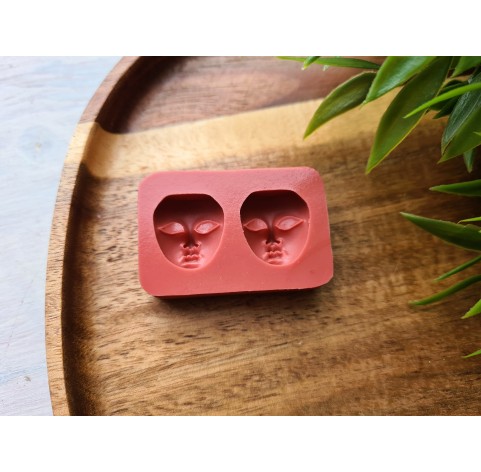 Silicone mold, Doll face, style 2, 2 elements, ~ 1.6*1.8 cm, H:0.9 cm