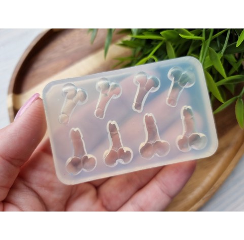 Silicone mold, Miniature realistic Penis, 8 elements, ~ 1.3-1.5*1.8-2.2 cm, H:0.6-0.7 cm