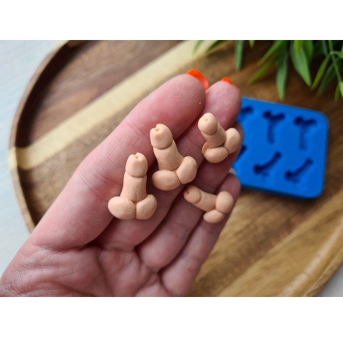 Silicone mold, Miniature realistic Penis, 8 elements, ~ 1.3-1.5*1.8-2.2 cm, H:0.6-0.7 cm